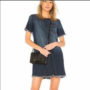 Current Elliot "The Frayed Edge" Denim Shift Mini Dress Sz 1 (Small)